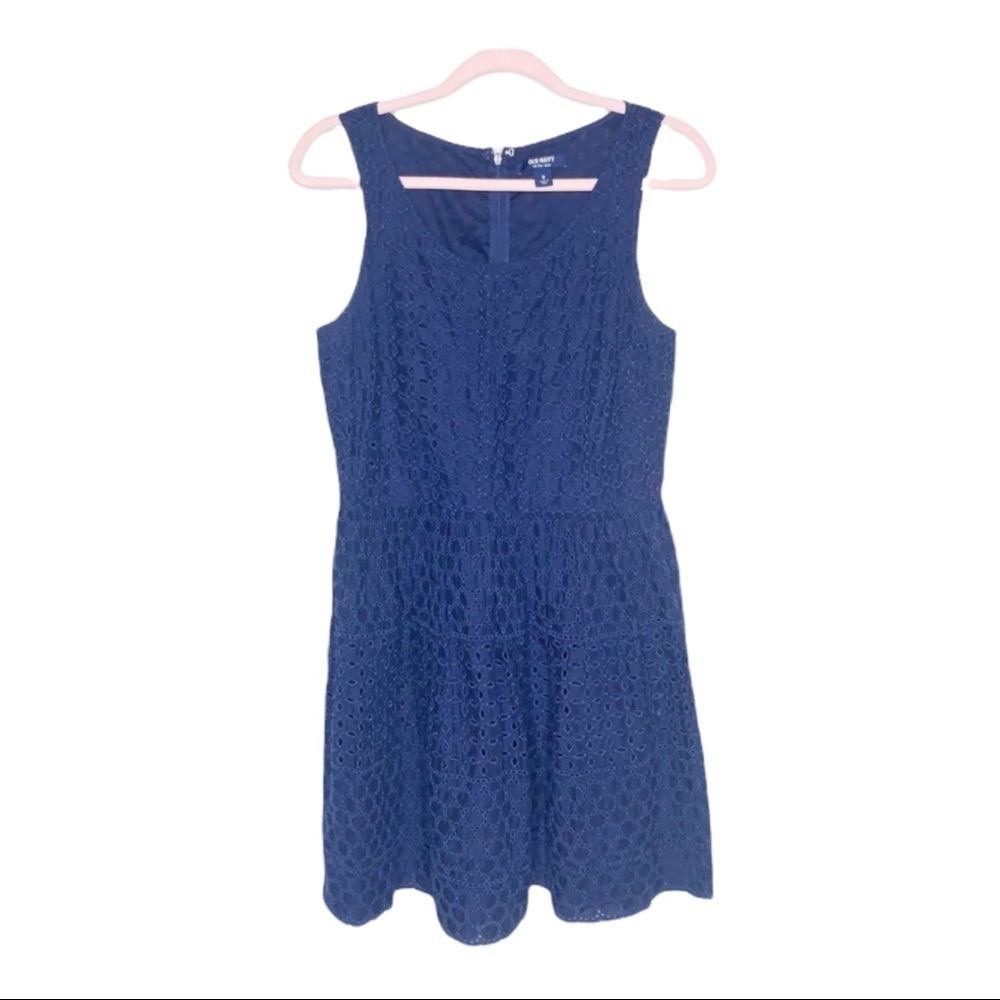 OLD NAVY Navy Blue Eyelet Detail Dress 8